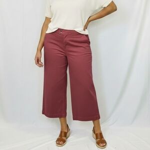 Boden Wide Leg Crop Pants Plus Size 22 Long Tall Mauve High Rise Flat Front Zip
